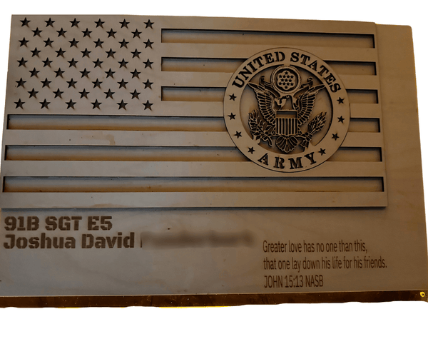 Personalized Cut & Engraved US Army Emblem Flag