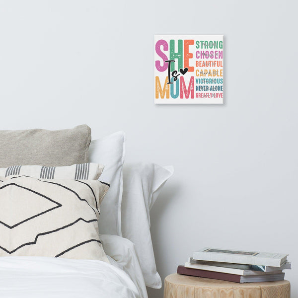 She is Mom Scripture Canvas