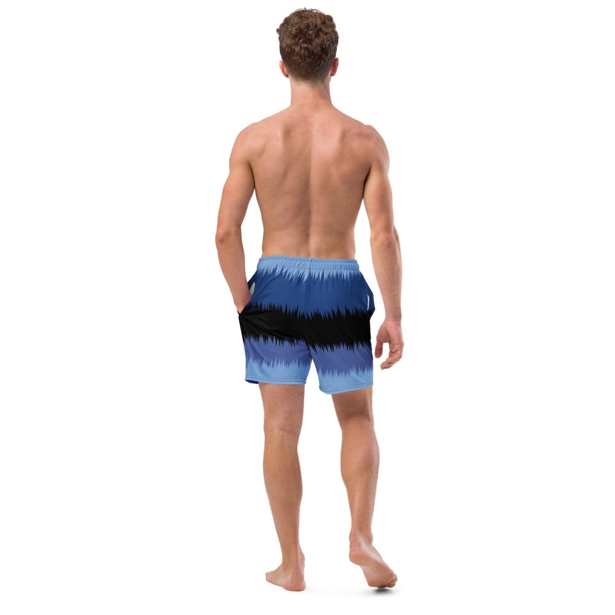 Mens Legend in Red, White and Blue Printed Black/Blue Stripes - Swim Shorts - Infinite Mast3rpiece - 