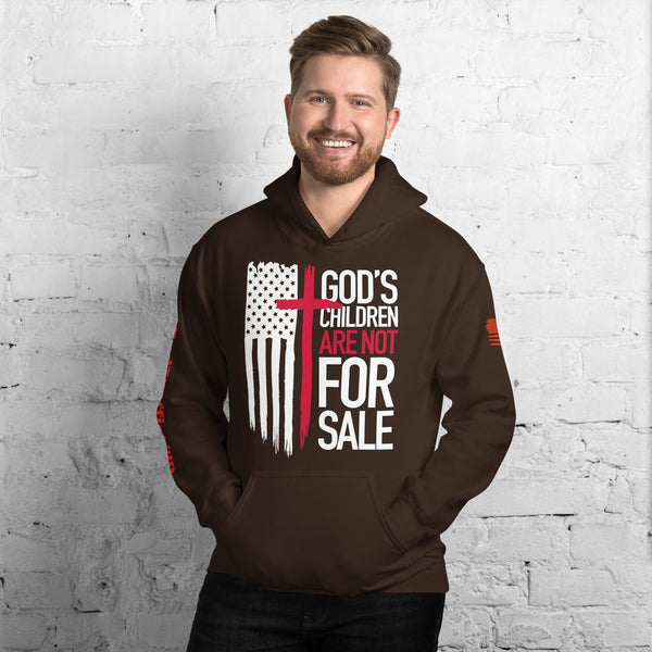 Mens "God's Children" Not 4 Sale Distressed Hanging Cross Flag Premium Hoodie