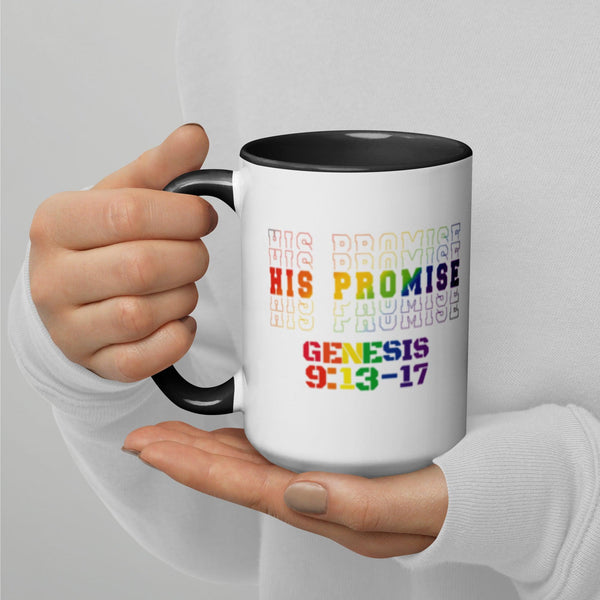 "His Promise" Rainbow Mug with Color Inside